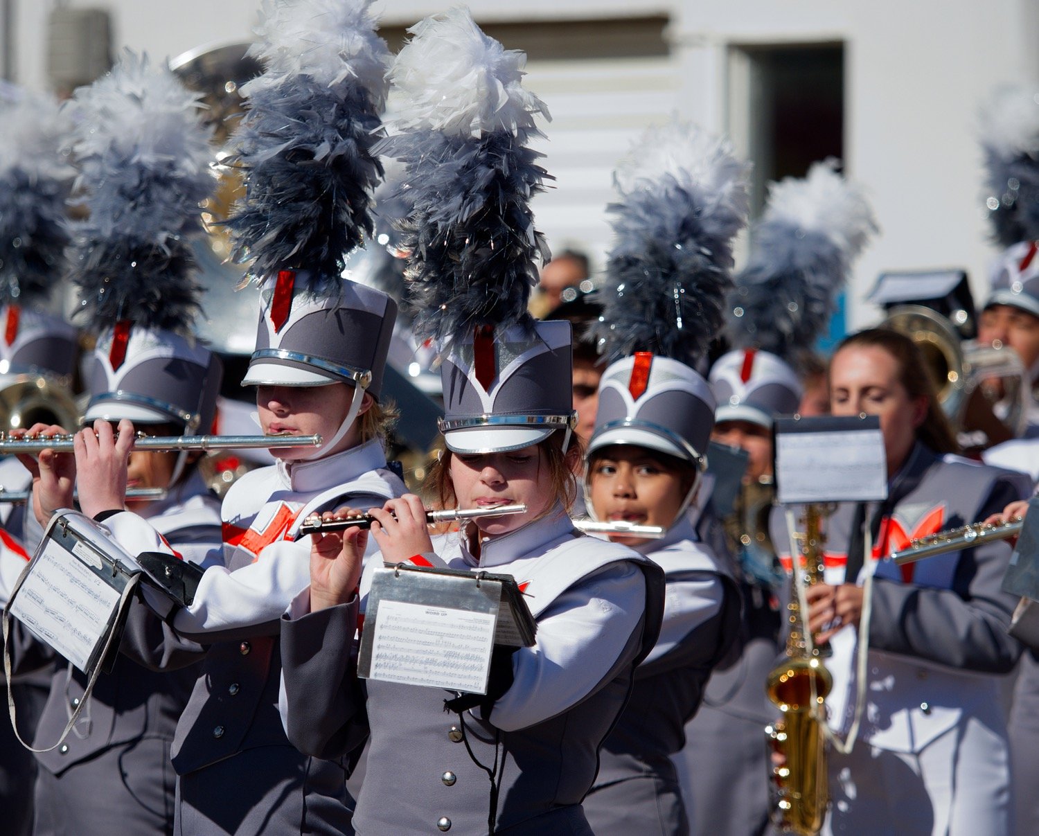 The Mineola High School band plays excellent renditions of each military branches' anthems. [view more vets]